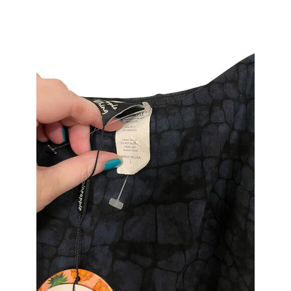 Pineapple Clothing Womens Blue Black Snakeskin Print Midi Dress Size Large - Picture 4 of 7